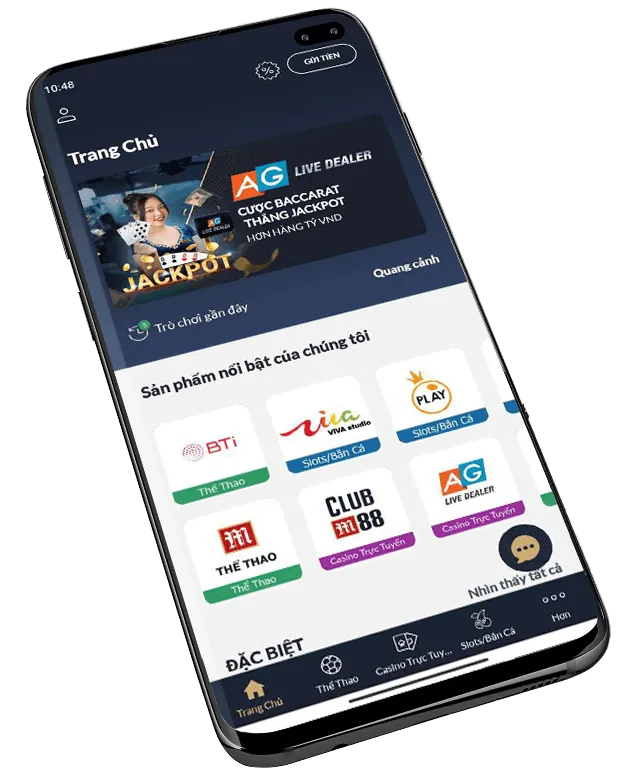 Điện thoại di động hiển thị ứng dụng cá cược UC88 Casino
